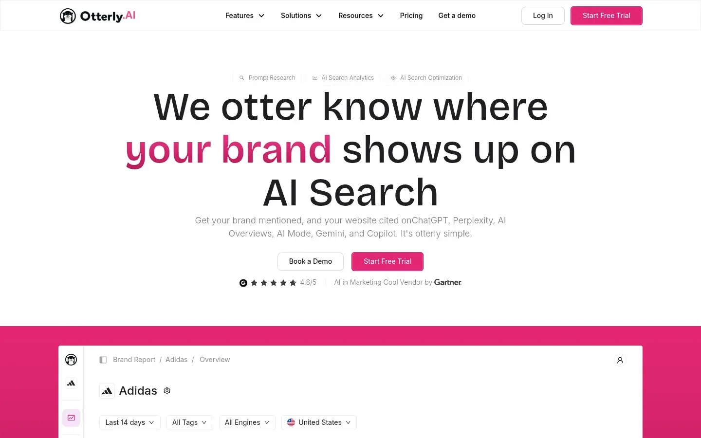 Screenshot of the homepage of Otterly.ai