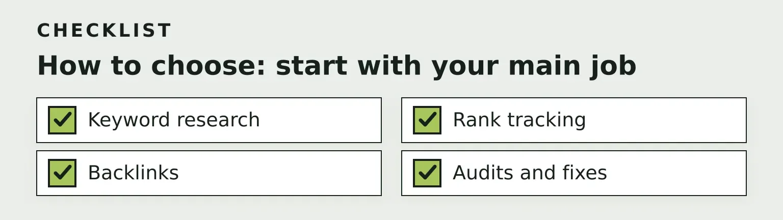 Checklist: How to choose: start with your main job (4 items)